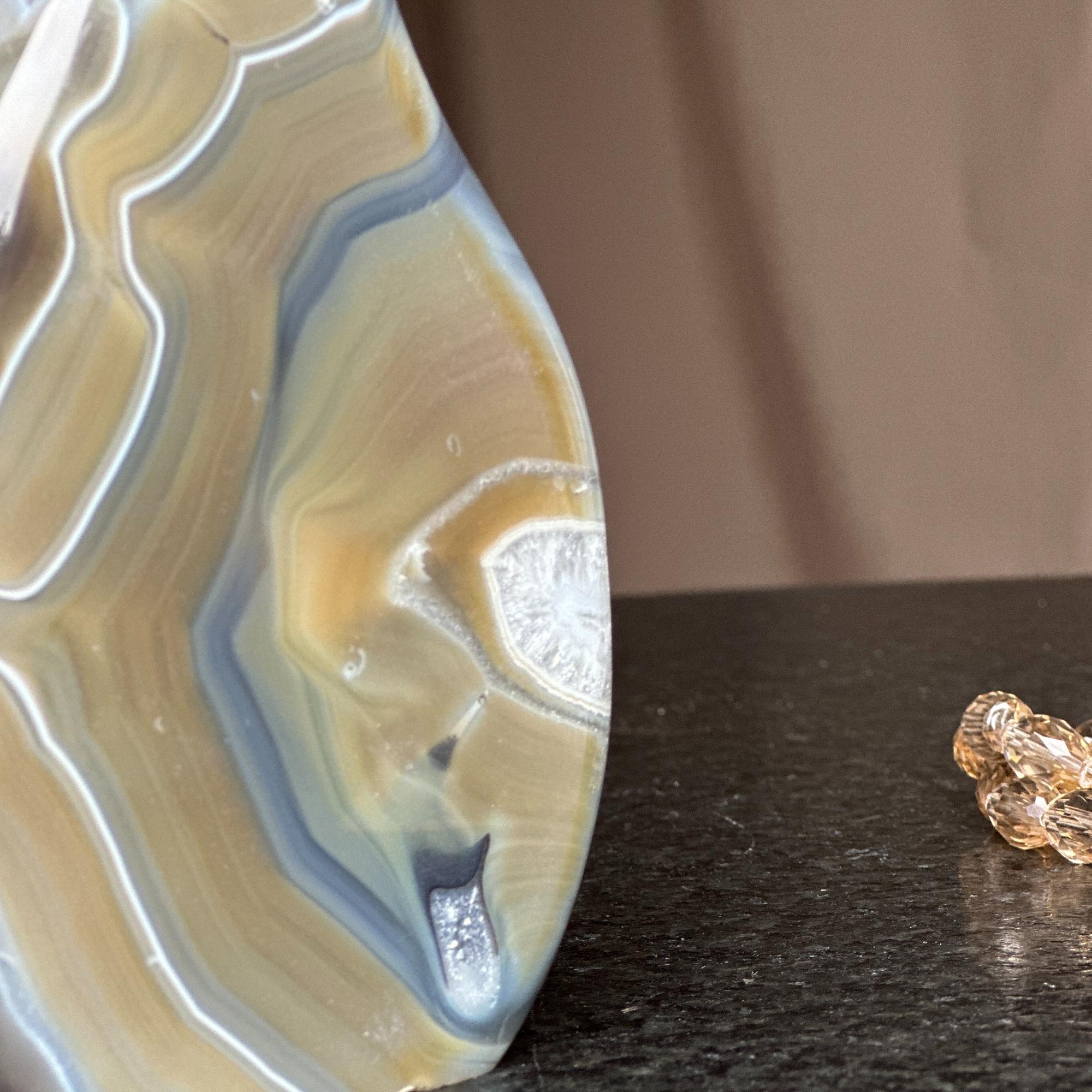 Unique Gray and Brown Uruguayan Agate Flame Geode