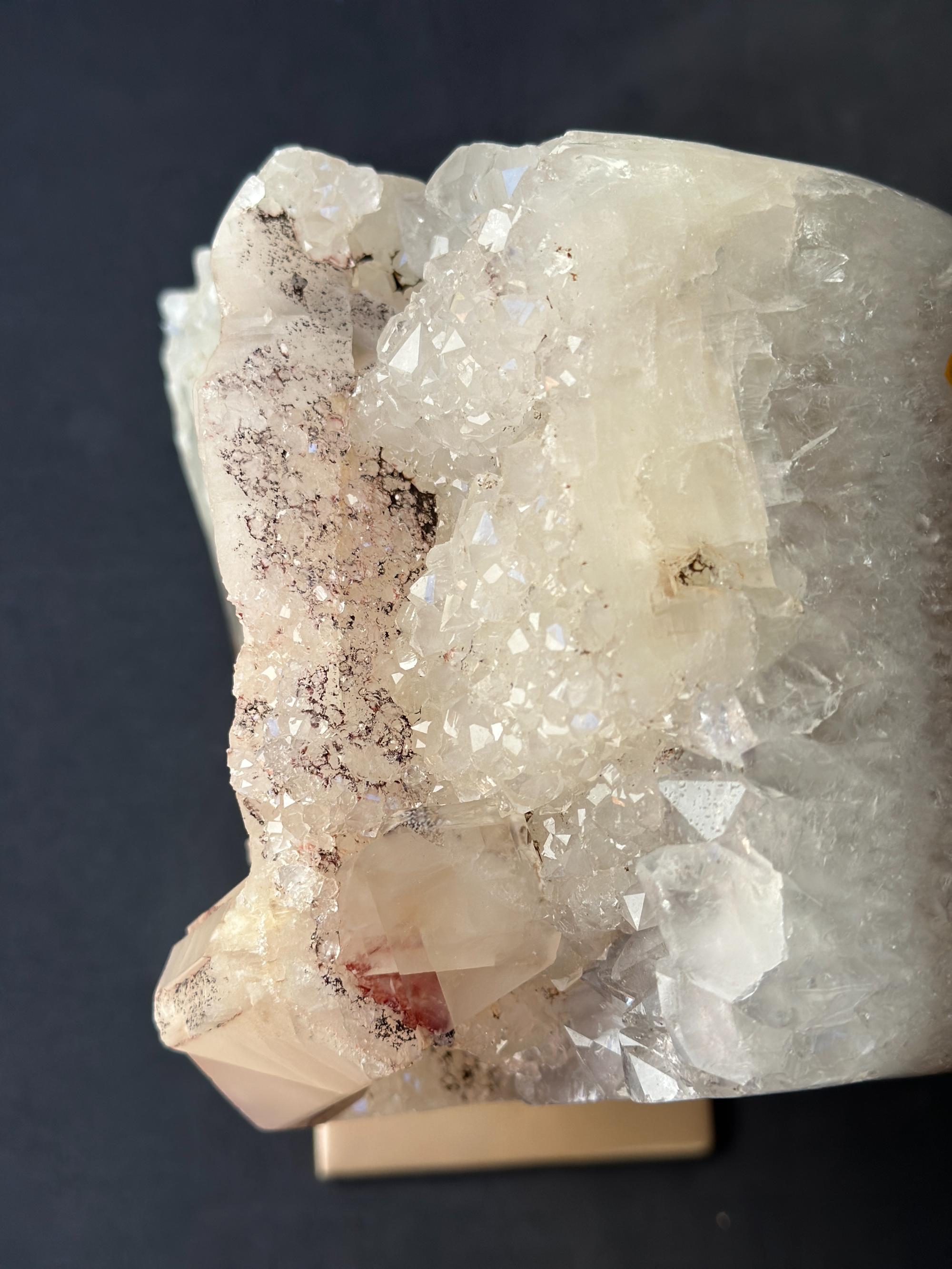 Natural Uruguayan Quartz Crystal on Metal Stand