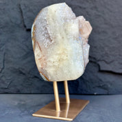Natural Uruguayan Quartz Crystal on Metal Stand
