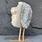 Natural Uruguayan Quartz Crystal on Metal Stand