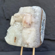 Natural Uruguayan Quartz Crystal on Metal Stand