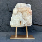 Natural Uruguayan Quartz Crystal on Metal Stand