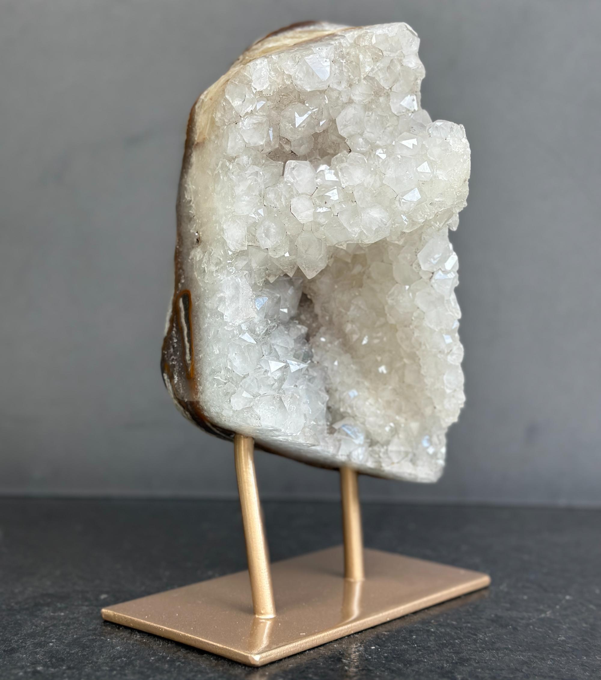 Crystal geode on a bronze stand