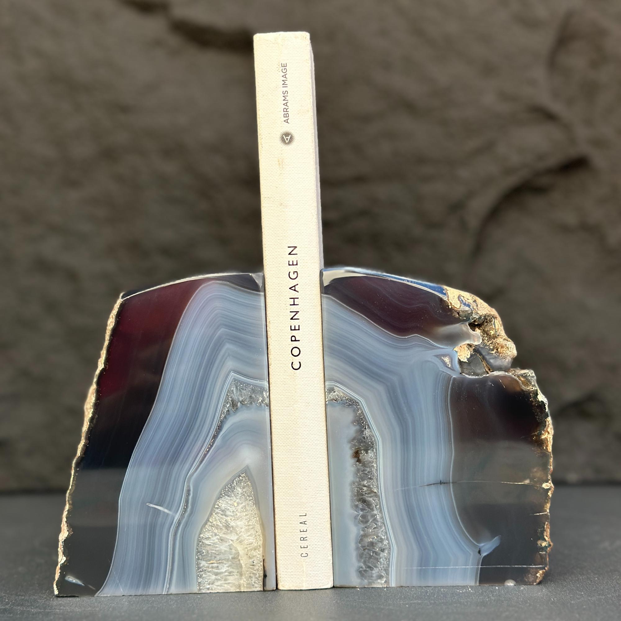 Natural Agate Crystal Bookends