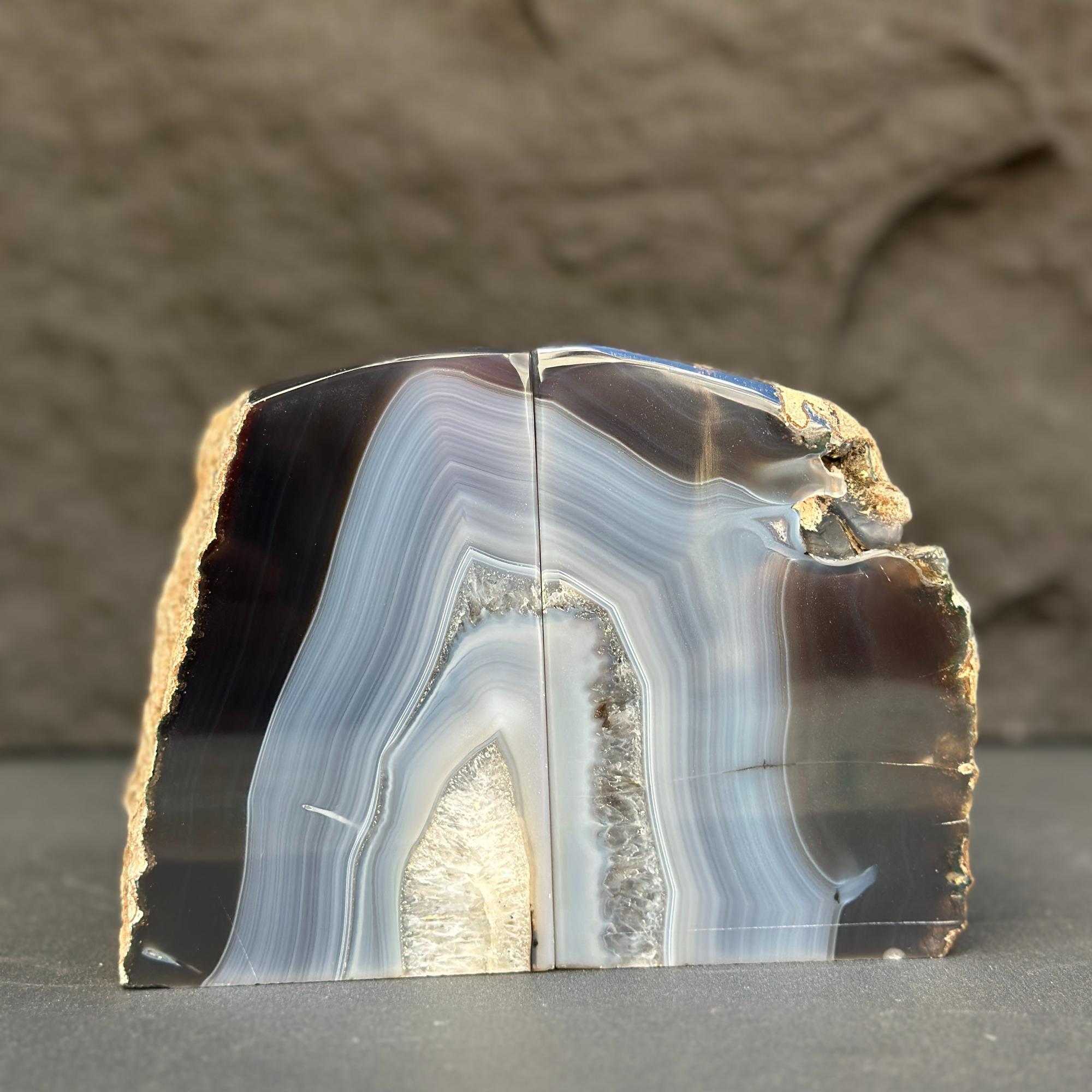 Natural Agate Crystal Bookends