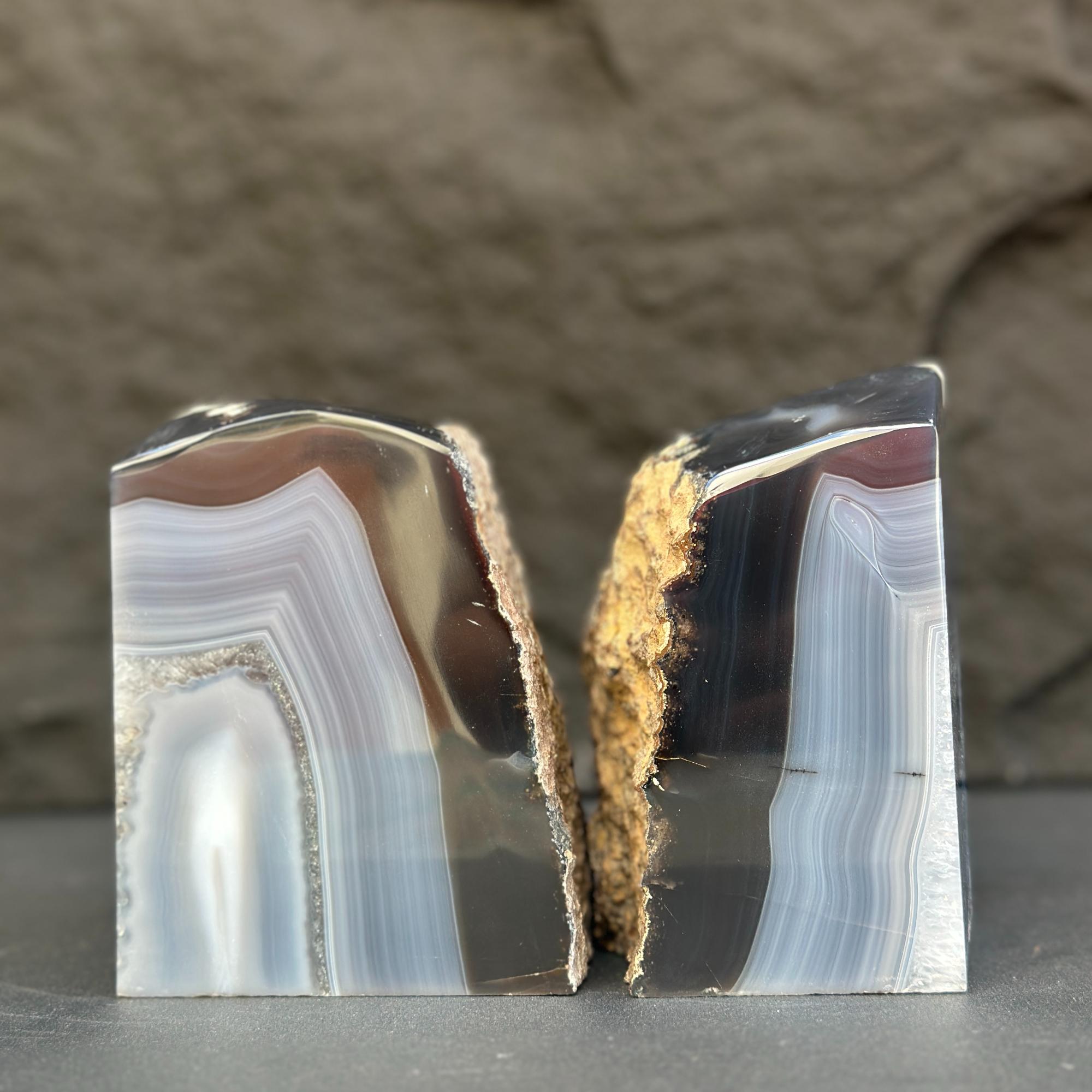 Natural Agate Crystal Bookends