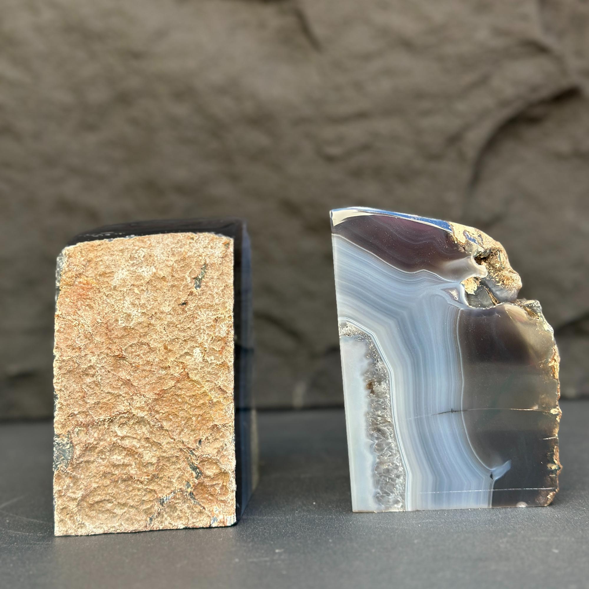 Natural Agate Crystal Bookends