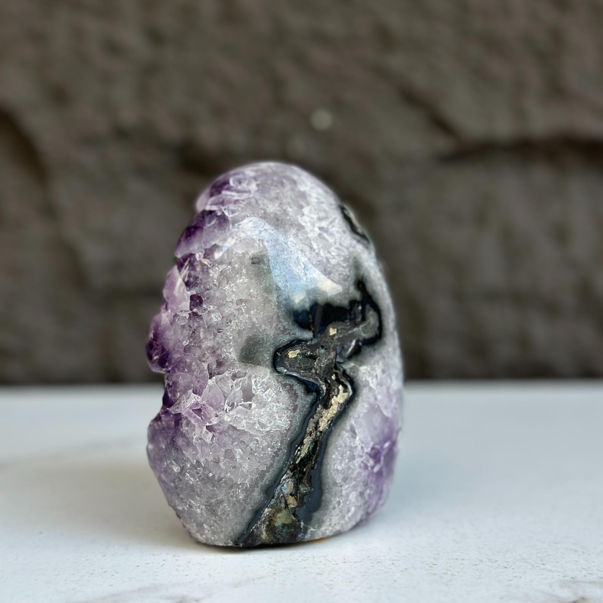 Oval Amethyst and Agate and Quartz Crystal Egg