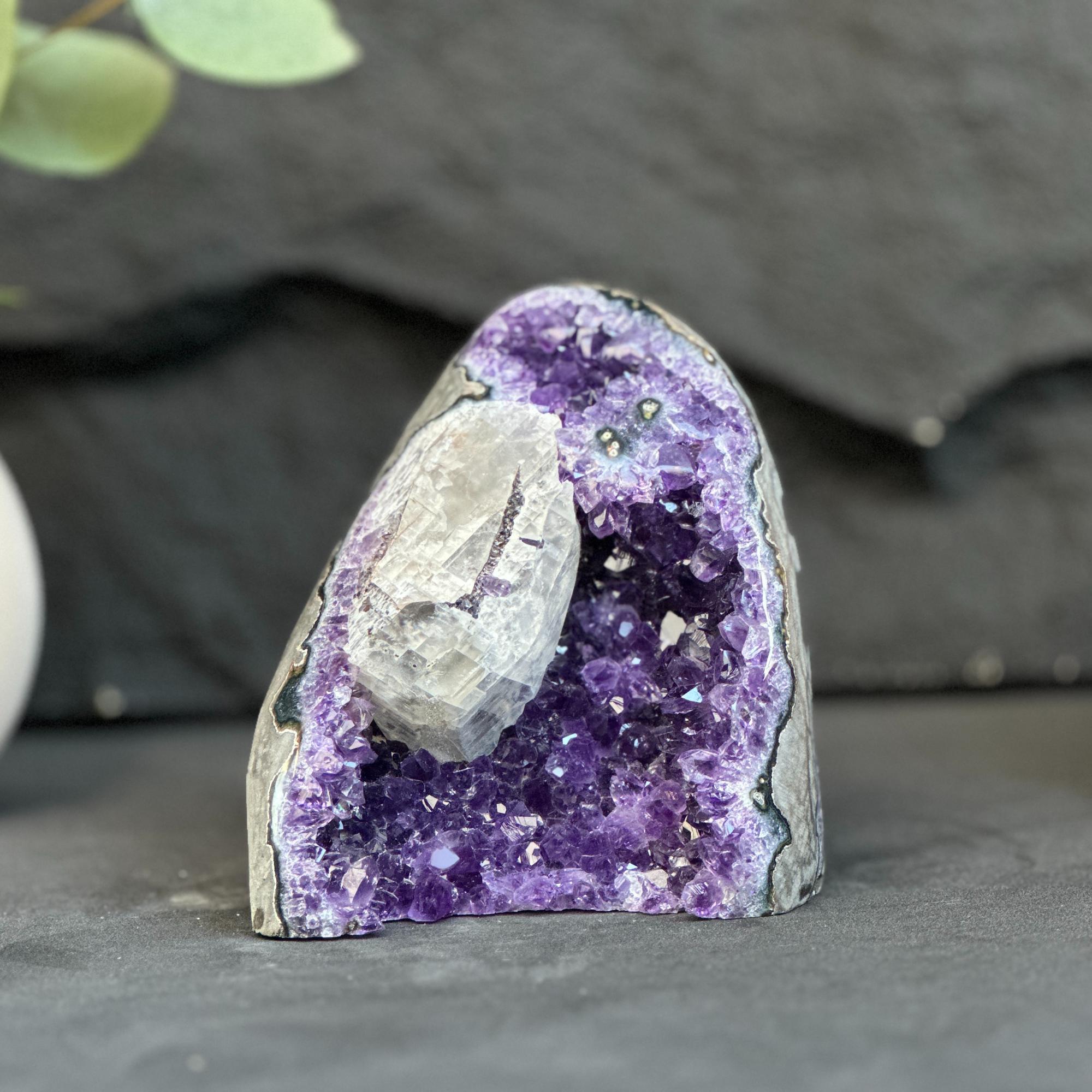 amethyst crystal with calcite formation