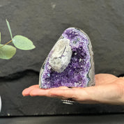 amethyst crystal with calcite