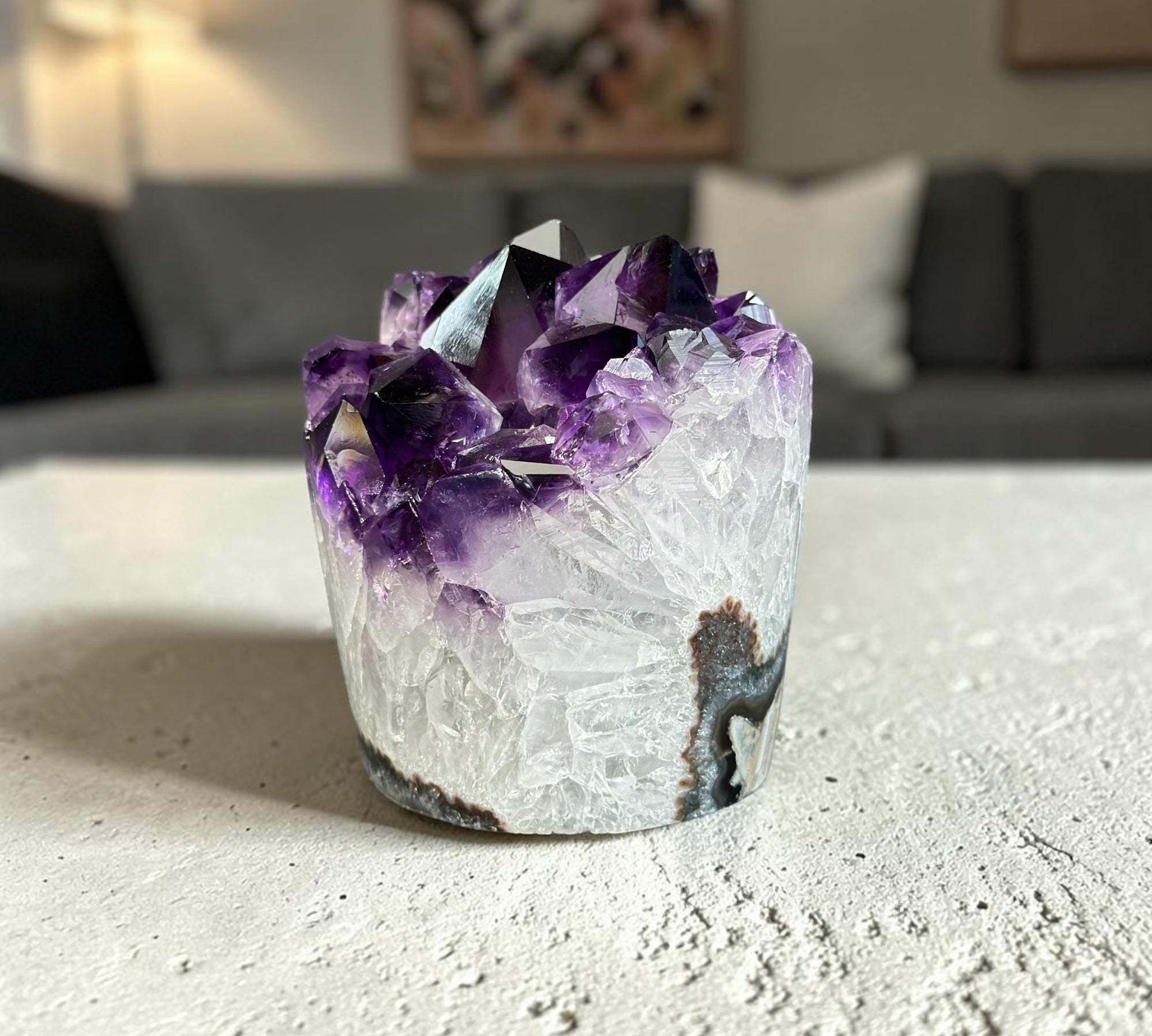 extra large amethyst with white quartz edges