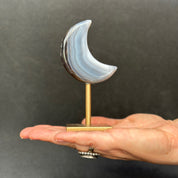 Moon Gifts (3 units set), Amethyst Agate Jasper Moon Crystals with Display Stand