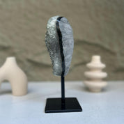 gray quartz crystal on display
