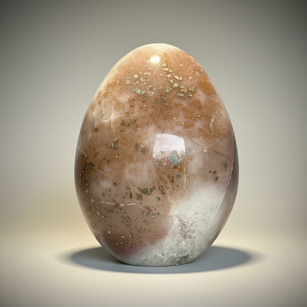 DeepPurpleProject Natural Amethyst Geode Cave egg, a decorative crystal with earthy brown and white tones, ideal for home decor.
