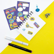 DeepPurpleProject Geo Genius Amethyst STEM Discovery Kit with stickers, notebook, and art supplies for kids.