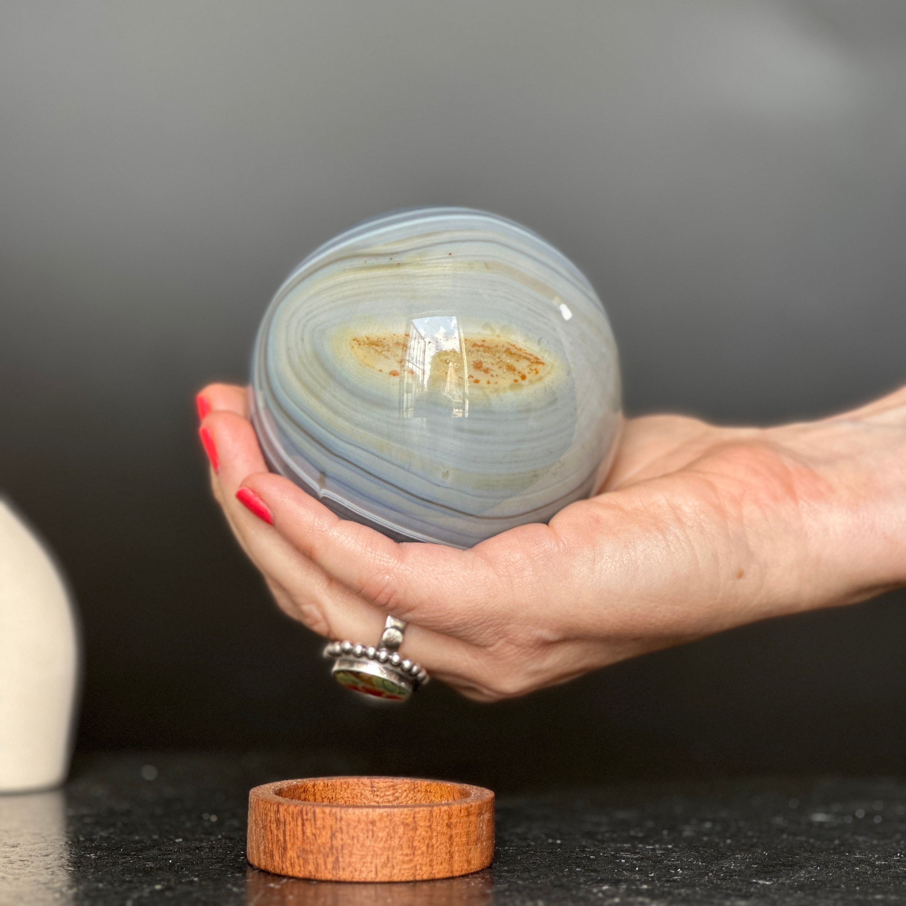 Agate sphere with agate layers, Crystal Ball 1 Lb, Large Agate sphere, Top quality crystal ball