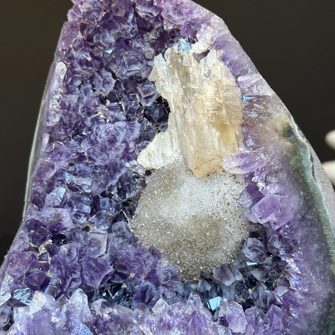 Amethyst Crystal Cluster Cave Geode , 6 in tall Huge Crystal Cluster, Deep Purple Stone