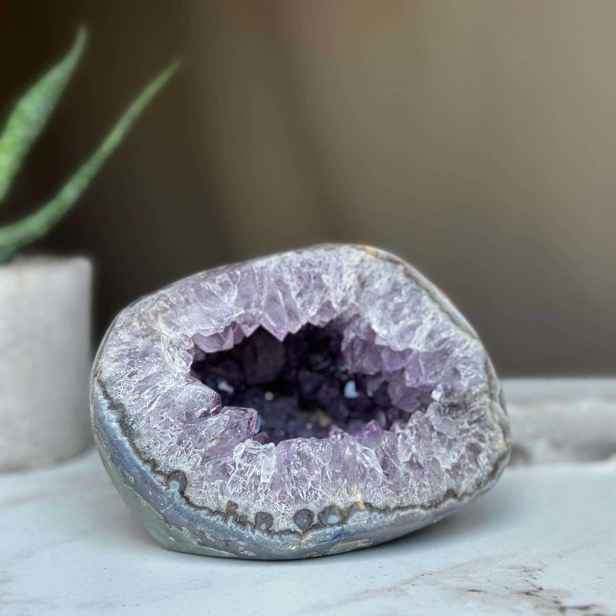 Amethyst Centerpiece Cave Geode with Agate Formations, Toptable Home Decor Crystal, High Quality Quartz Cluster from Uruguay