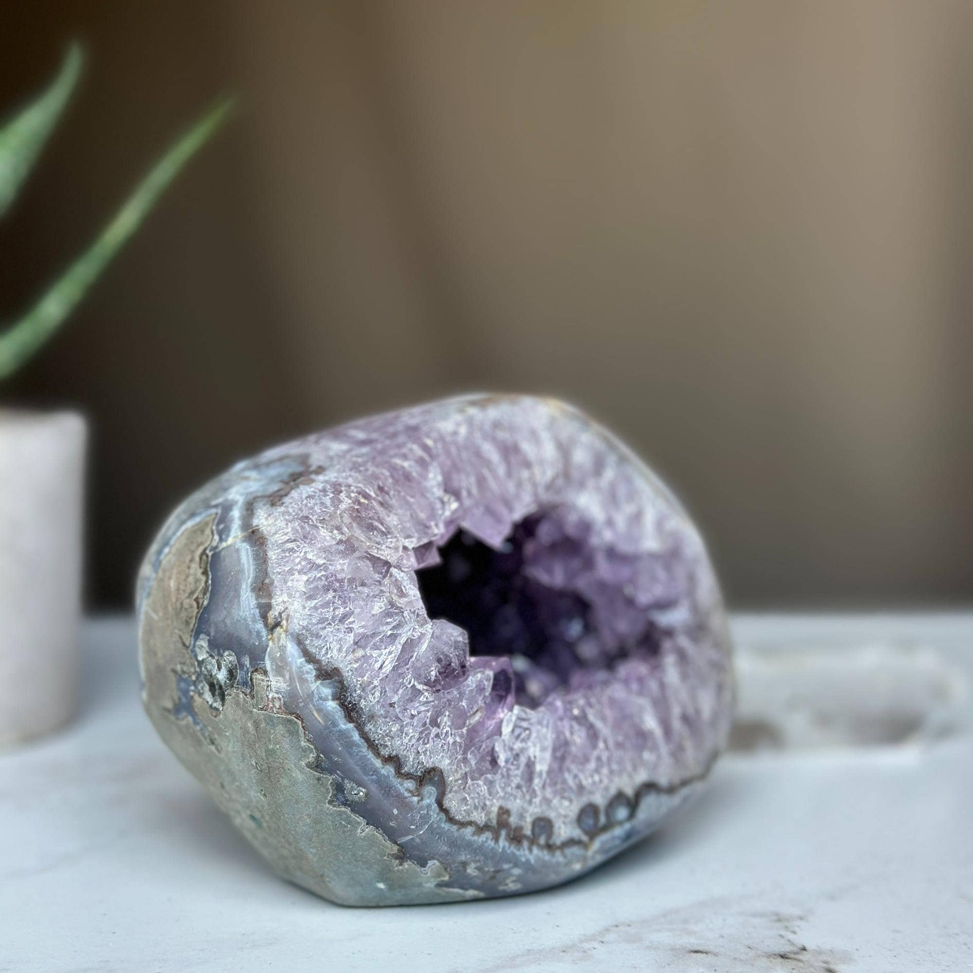 Amethyst Centerpiece Cave Geode with Agate Formations, Toptable Home Decor Crystal, High Quality Quartz Cluster from Uruguay