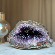 Amethyst Cave with Agate at edges, High quality geode 9 Lb weight, intense purple points, red jasper and green agate formations