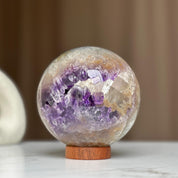 Extra large amethyst sphere, Amethyst and agate Geode Sphere, 4.7 Lb Crystal Ball, Open Sphere