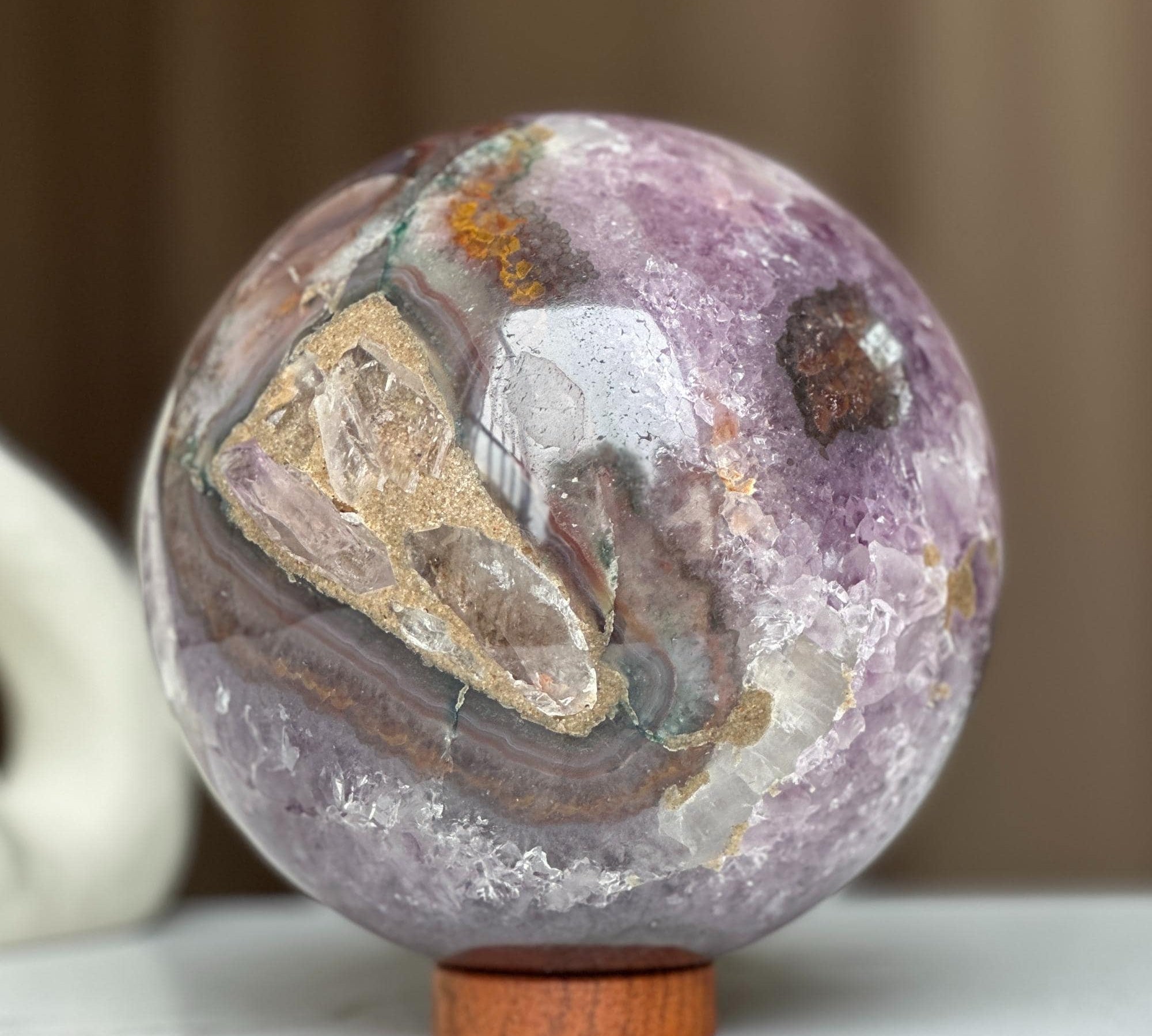 Extra Large Amethyst Geode Sphere, Crystal Ball, Open Sphere, Deep Purple Project Amethyst Geode