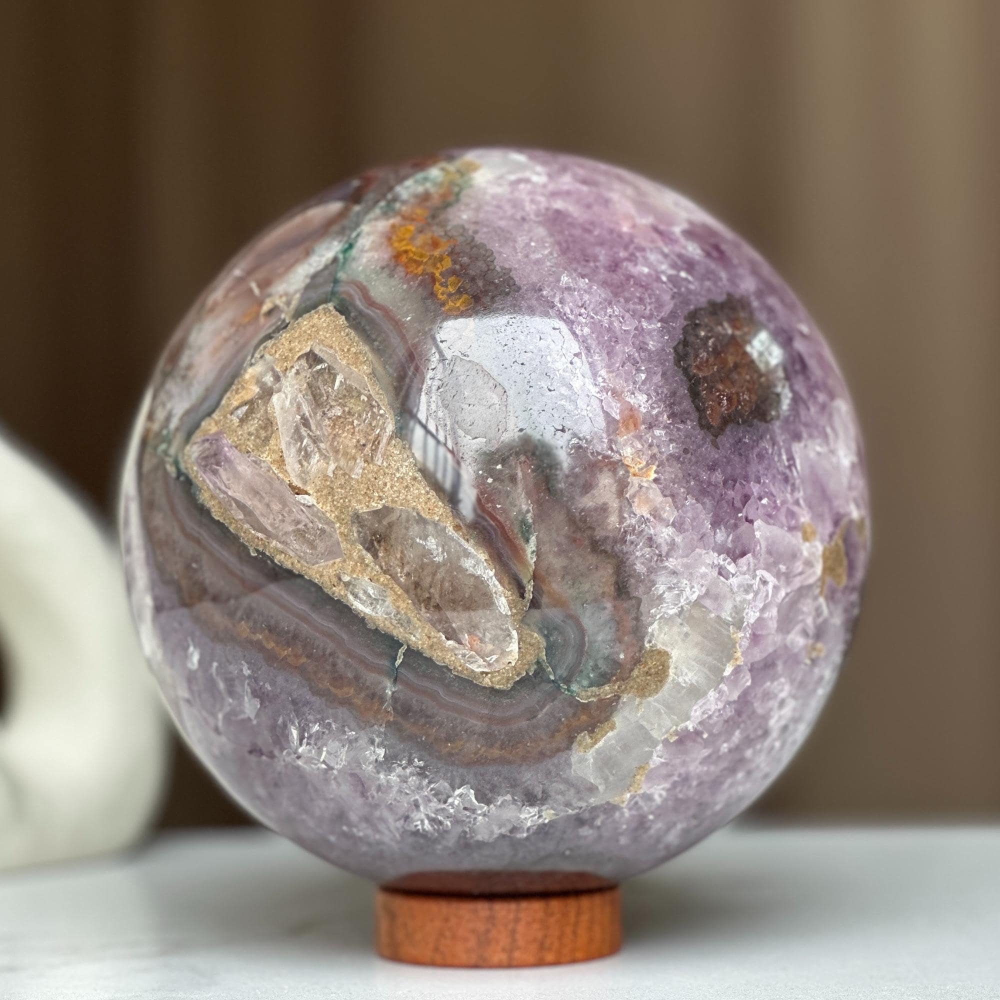 Extra Large Amethyst Geode Sphere, Crystal Ball, Open Sphere, Deep Purple Project Amethyst Geode