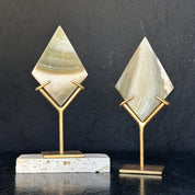 Jasper Slice on Stand SET, 8 in Tall Crystal with metallic base, Unique home decoration, rare finds mineral formations