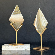 Jasper Slice on Stand SET, 8 in Tall Crystal with metallic base, Unique home decoration, rare finds mineral formations