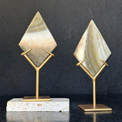 Jasper Slice on Stand SET, 8 in Tall Crystal with metallic base, Unique home decoration, rare finds mineral formations