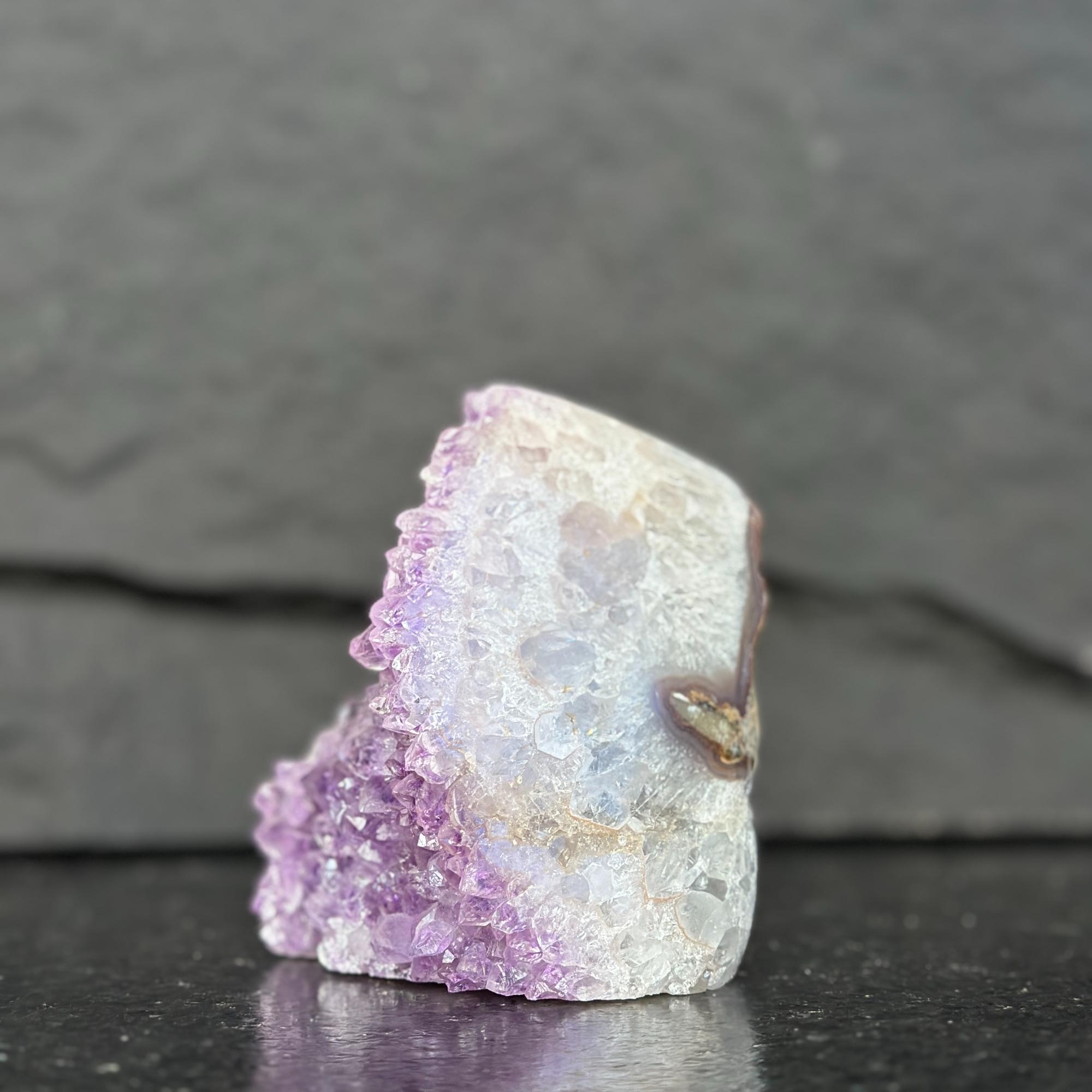 Pink Amethyst geode, Unique crystal cluster, Polished Amethyst stone