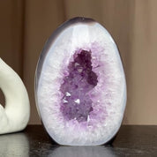 Amethyst and agate Stone Flame, Healing Crystals, Unique Amethyst Flame Carving