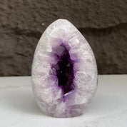 Quartz, Amethyst and Agate Stone Egg, 3 Lb Oval Full polished Crystal