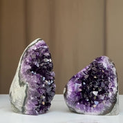 Natural amethyst geode cave set of 2, perfect housewarming gift for crystal lovers