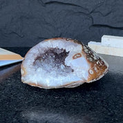 Natural Quartz Stone Geode, Flat Geode with Agate formations, Uruguayan Cave