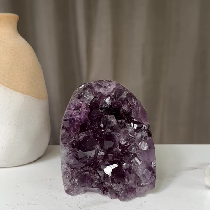 2 Lb Amethyst geode Unique raw crystal cluster, Deep Purple Project Amethyst crystal