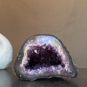 Rare find, Natural geode centerpiece, Unique geode bowl for tabletop decor, flat crystal round shaped