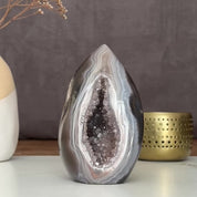 Natural Quartz Egg Shaped Crystal Cluster with agate formations, extra Large Amazing AAA Quality Geode Cave for collectors