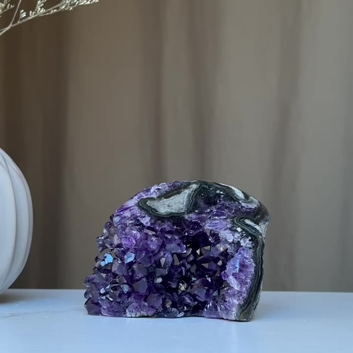 Natural Deep Purple Uruguay Amethyst Crystal Geode