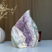 Amethyst druzy crystal flame, deep purple amethyst flame, large decorative crystal pieces