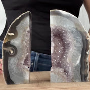 Amethyst Crystal Bookends, Supersized Amethyst bookends, Premium quality crystals, extra large geode bookends