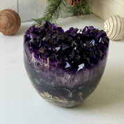 Large Amethyst and Agate Crystal Cylinder – Stunning Polished Quartz Decor Piece, Natural Purple Stone