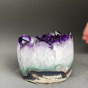 Amethyst Cylinder with Polished Colorful Agate Edges