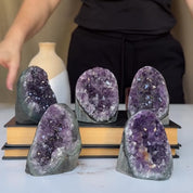 Cute Mini Amethysts SET (5 pieces), small crystal geodes to decor home