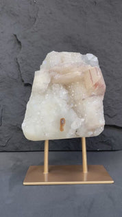 Natural Uruguayan Quartz Crystal on Metal Stand