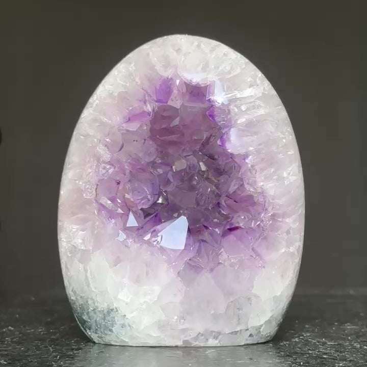 Superb Amethyst with Agate and Quartz formations, 5 in tall Extra Large Amethyst Cave, Oval Shaped Stone, Extra Large Collector piece