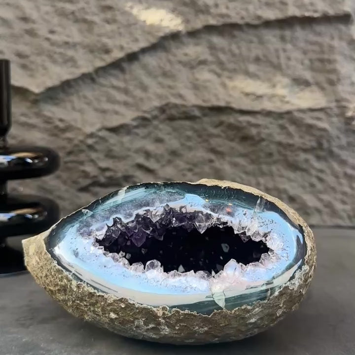 Extra Large Amethyst Geode Centerpiece With Agate