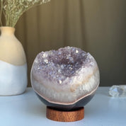 Amethyst Geode Sphere from Uruguay, Druzy Crystal Ball, Large Sphere with Agate formations