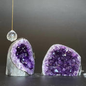 Amethyst clusters with huge Agate layers, 2 pieces set