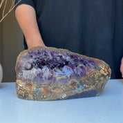 Large Amethyst Geode Cave with Stalactite eyes, Unique Home Decor Crystal, High Quality Quartz, Crystal centerpiece